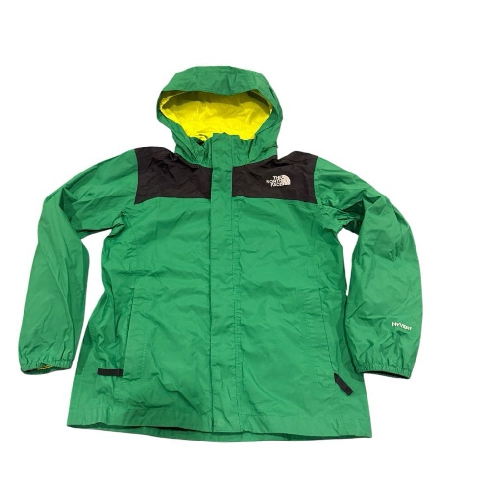 The North Face Boys Medium Lightweight HyVent Rain Jacket Green Hooded